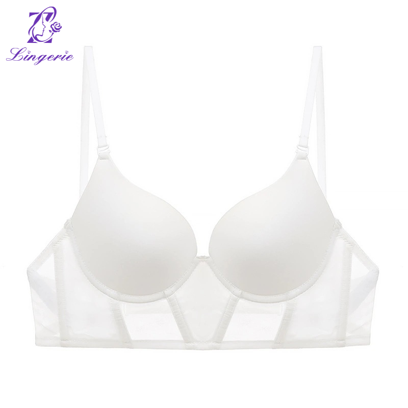 U-type invisible seamless back underwear small breasts show large gathered bra set