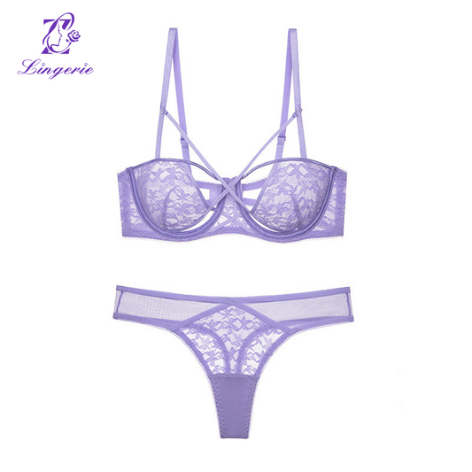 Pure lace design bubble cloth breathable small chest display large push-up underwear set