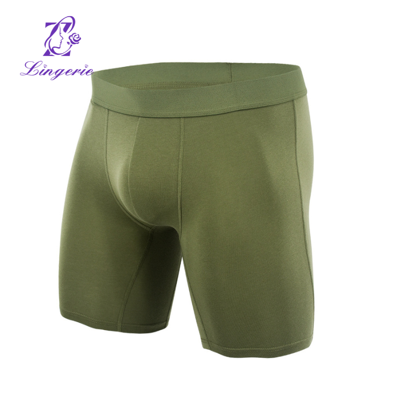 Men's Breathable Cotton Pocket Briefs Extra Long Solid Color Men's Boxer Briefs