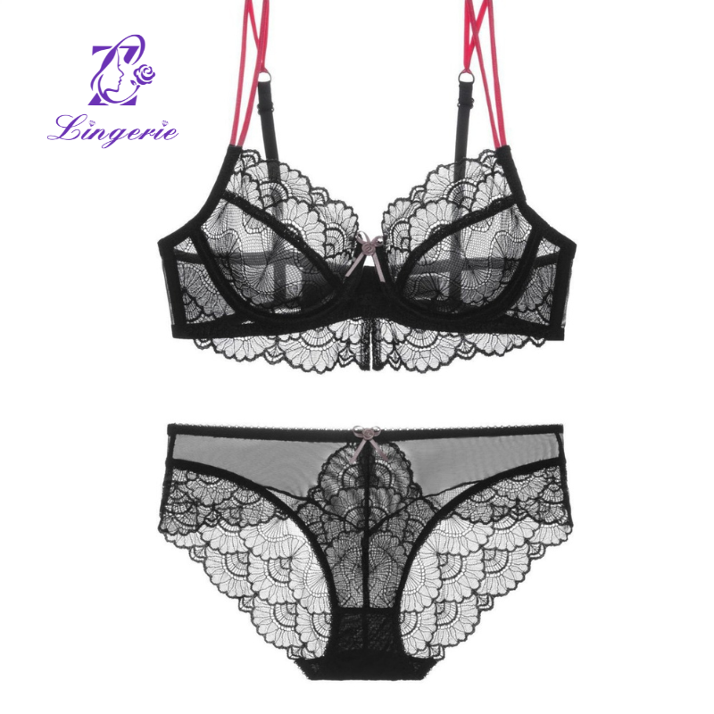 Wholesale Custom Hot Sexy Fancy Red Underwire Night Underwear Good Quality Lace Push Up Bra And Panty Set For Women