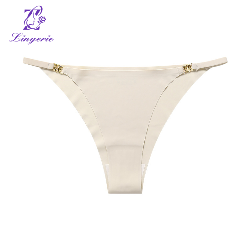 Three ring buckle low-waisted panties Ms. ice silk thin belt sexy without trace sports pants cotton crotch breathable female