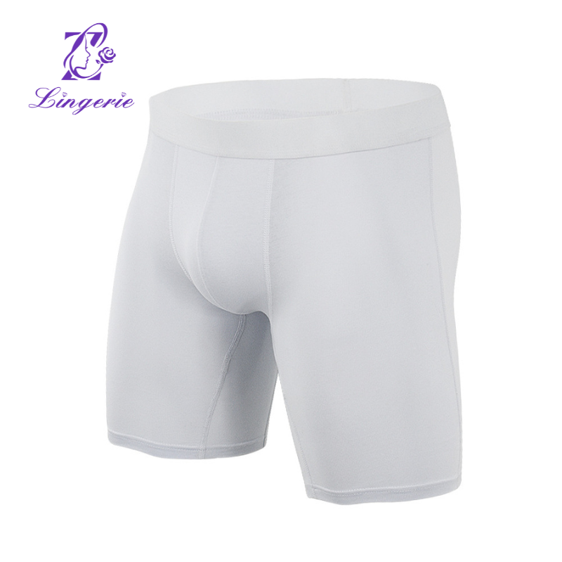 Men's Breathable Cotton Pocket Briefs Extra Long Solid Color Men's Boxer Briefs