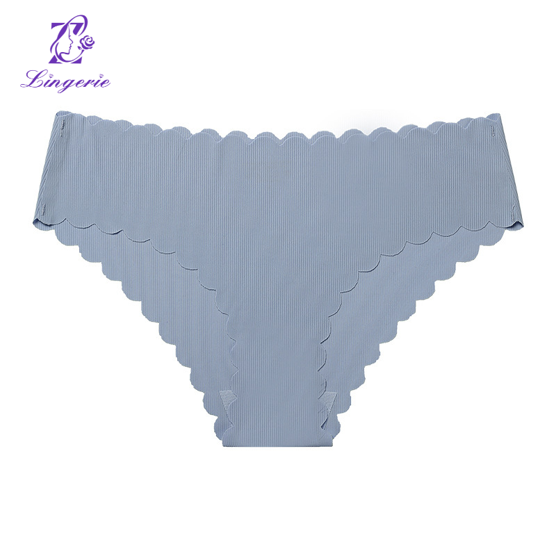 Ice silk seamless underwear Women's non-hip hip low waist wavy edge pure cotton crotch breathable briefs