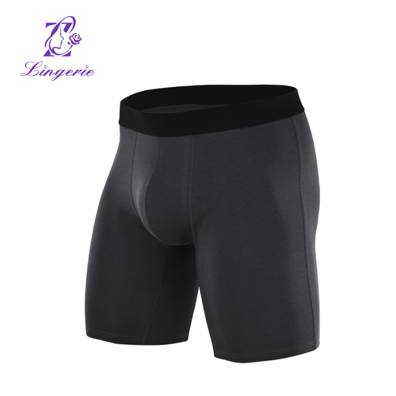 Men's Breathable Cotton Pocket Briefs Extra Long Solid Color Men's Boxer Briefs