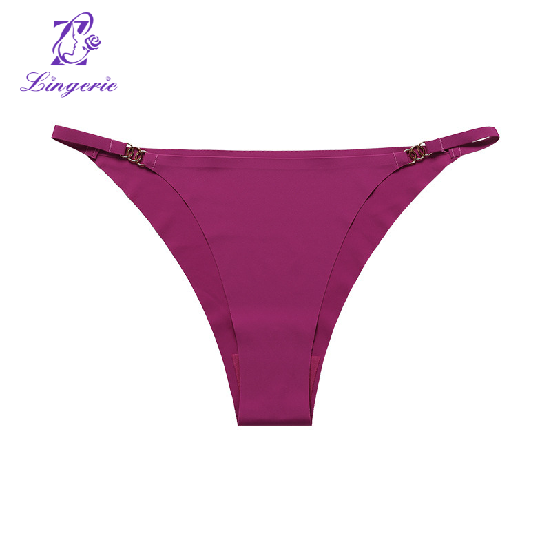 Three ring buckle low-waisted panties Ms. ice silk thin belt sexy without trace sports pants cotton crotch breathable female
