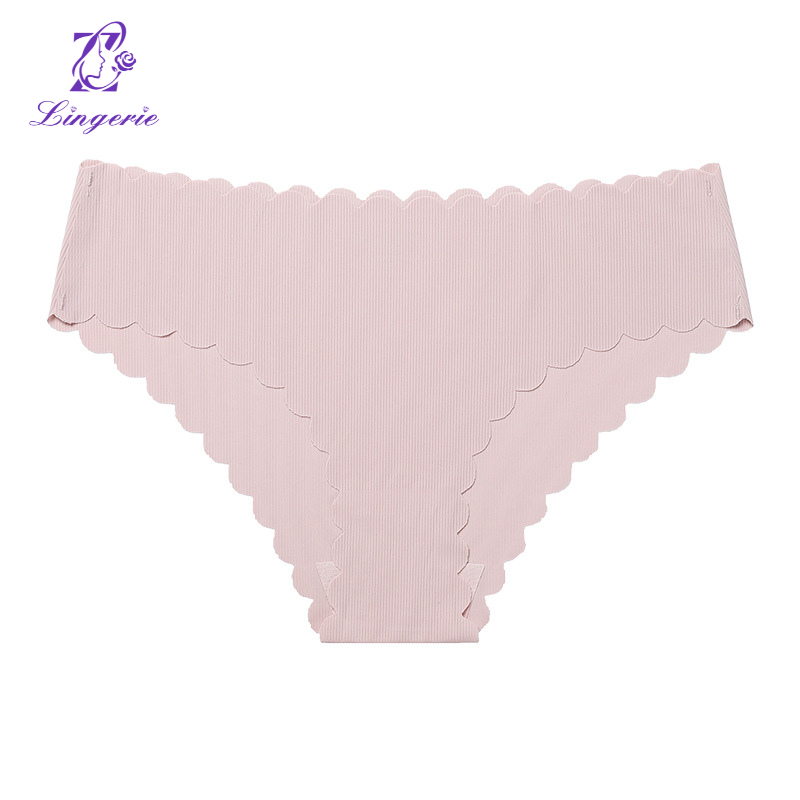 Ice silk seamless underwear Women's non-hip hip low waist wavy edge pure cotton crotch breathable briefs