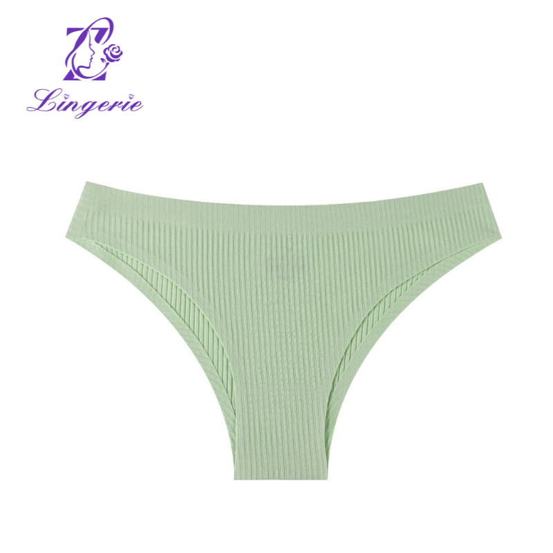 One Piece Fitted Threaded Panties Low Waist Cotton No Trace Comfortable Simple Solid Color Women's Triangle Pants