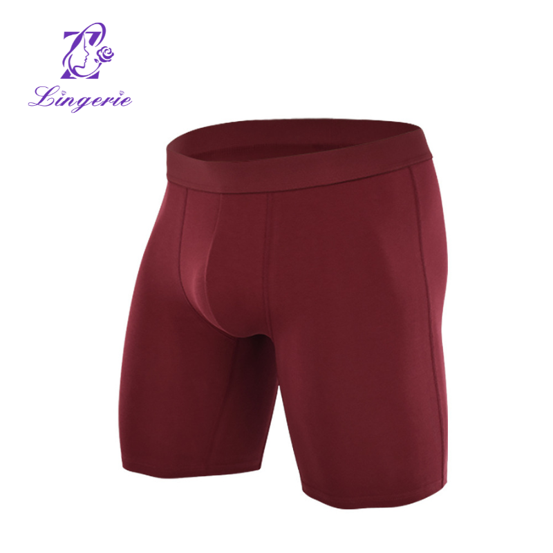 Men's Breathable Cotton Pocket Briefs Extra Long Solid Color Men's Boxer Briefs