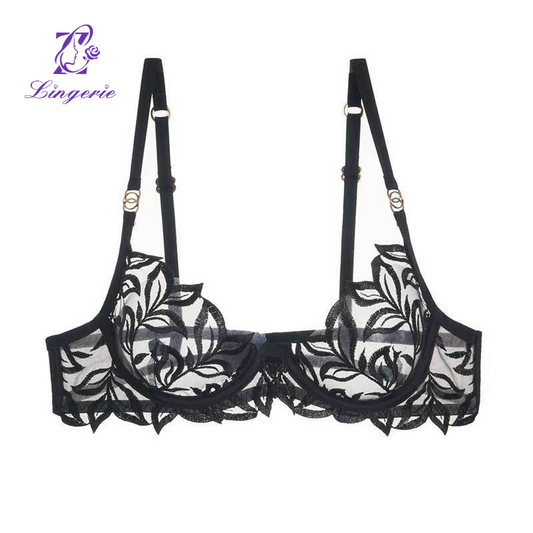 French lingerie women's sensual erotic embroidery lace bra panty set large breasts show small anti-sagging underwear bra