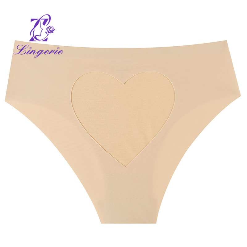 Women's sensual design big love panties ice silk a piece of mid-waist non-marking triangle pants