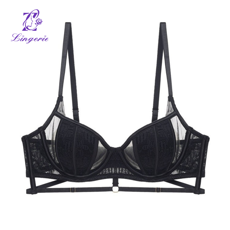 Sexy underwear French large breasts show small plus size lace bra thin cotton rabbit ears soft steel ring bra