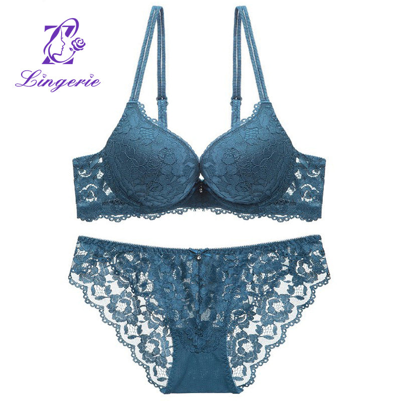 Seamless Bralettes Lingerie Sexy Sets Comfortable no show V Neck Bras Panty Thongs Sets Push Up Bra and Panty Sets for Women
