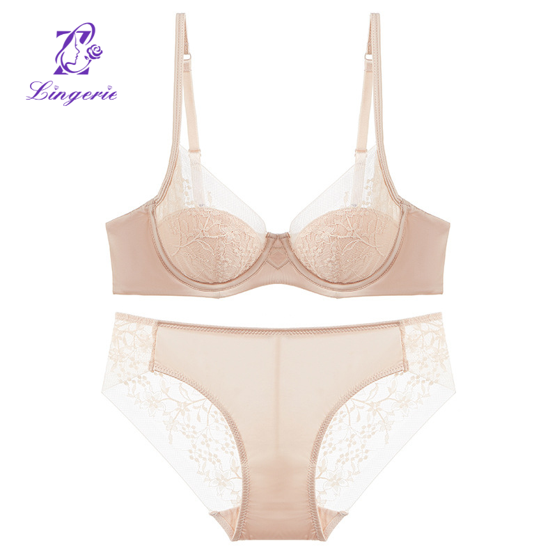 Lingerie sexy thin section pure desire embroidery lace underwear soft steel ring this year red bra set