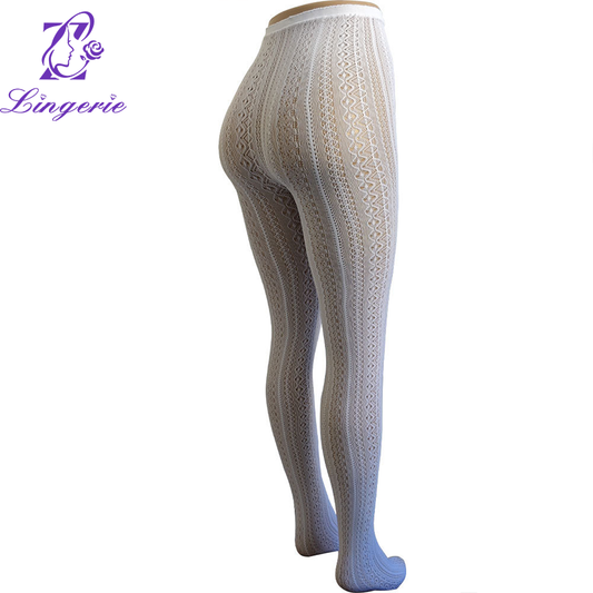 Lolita Fashion Lace pantyhose White breathable adult jacquard pantyhose