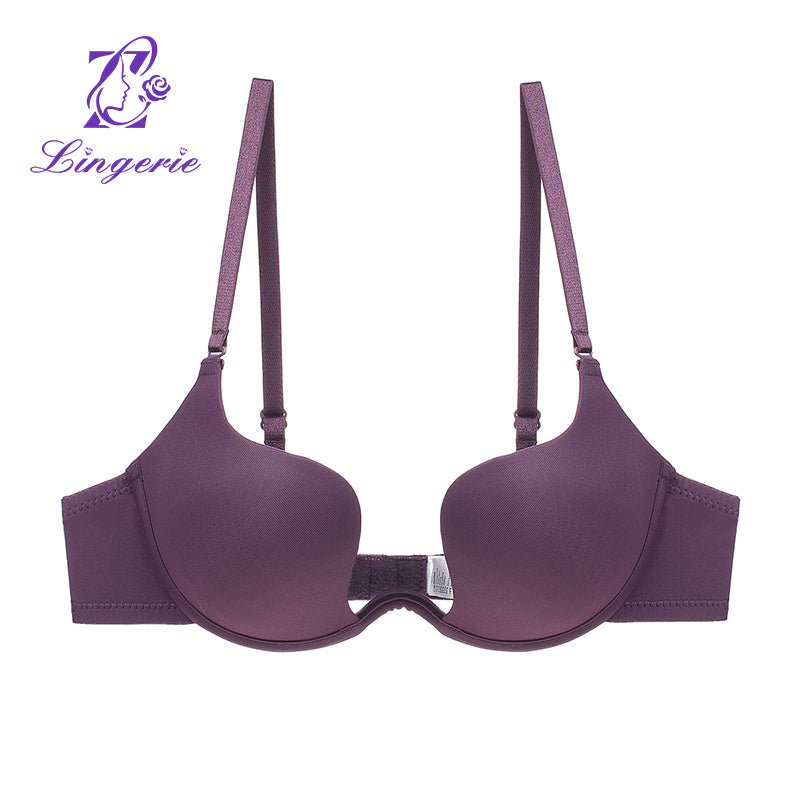 Factory Wholesale Seamless Push-up Solid Color U-shaped Glossy Bra
