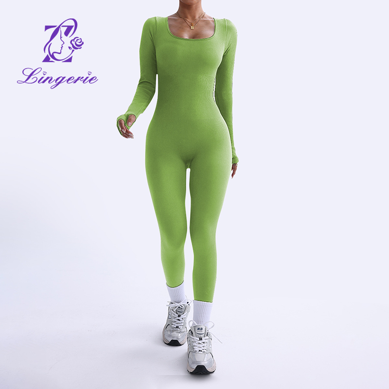 Sports Yoga Bodysuit Long Sleeve Quick Dry Tight Fitness One Piece Yoga Wear
