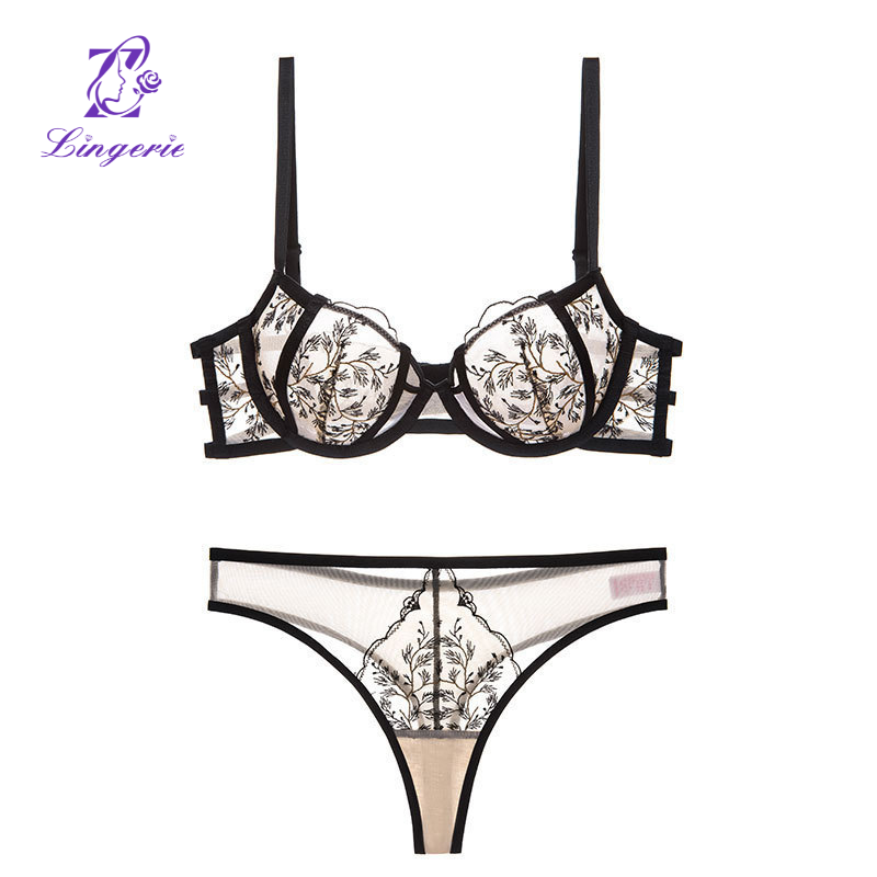 OEM high quality Luxury lace bra & brief set 3/4 cup push-up bra and hipster set bridal women bra set