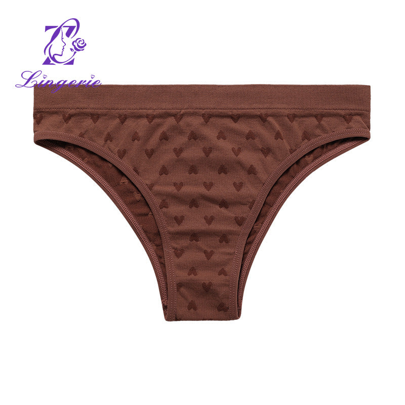 Factory women's seamless heart print quick-drying stretch comfortable breathable sports briefs