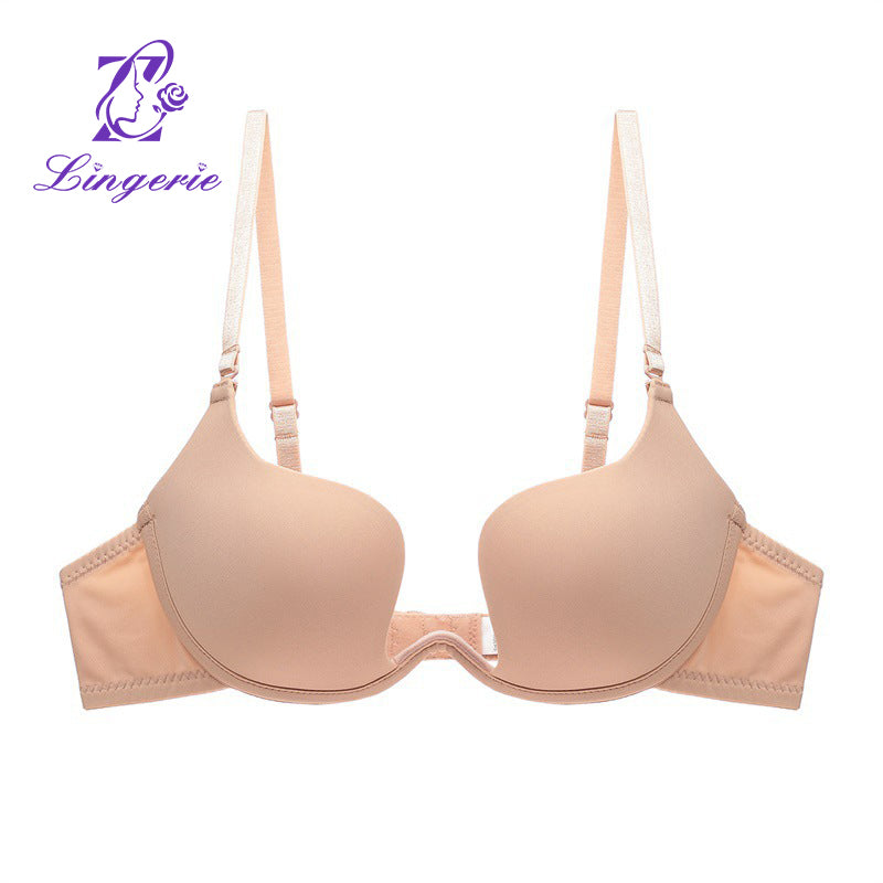 Factory Wholesale Seamless Push-up Solid Color U-shaped Glossy Bra