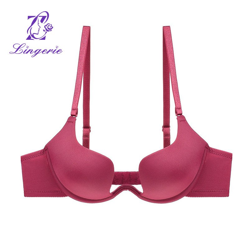 Factory Wholesale Seamless Push-up Solid Color U-shaped Glossy Bra