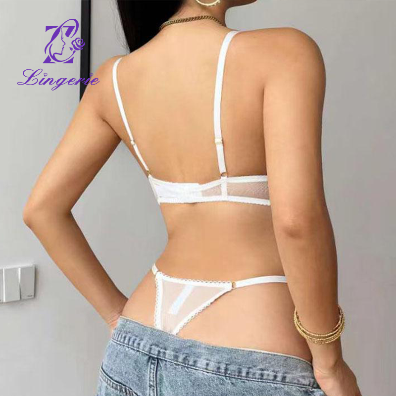 Lingerie summer sexy ultra-thin embroidery lace underwear large breasts show small anti-sagging bras