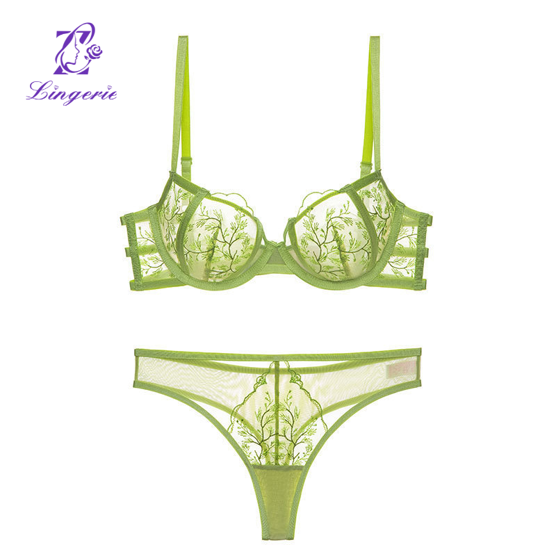 OEM high quality Luxury lace bra & brief set 3/4 cup push-up bra and hipster set bridal women bra set