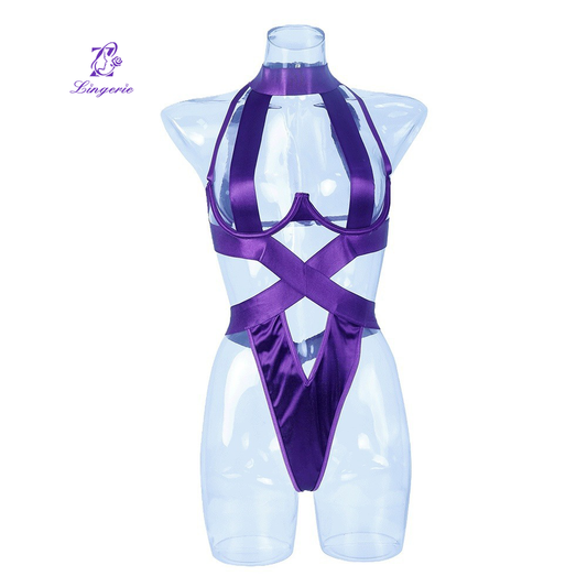 Purple rope hollow neck Bodysuit