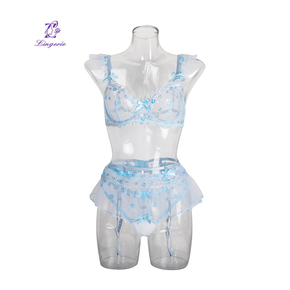 See-through embroidery Garter Lingerie