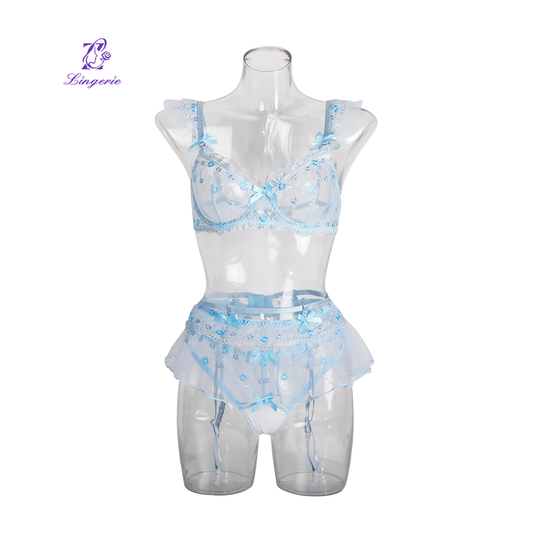 See-through embroidery Garter Lingerie
