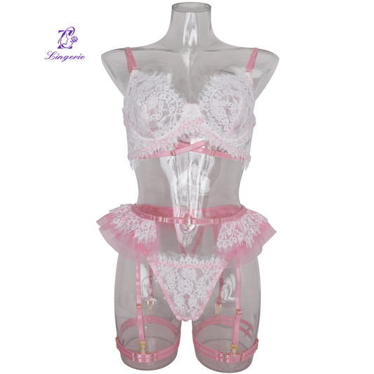 Lace See-through Bow Garter Lingerie