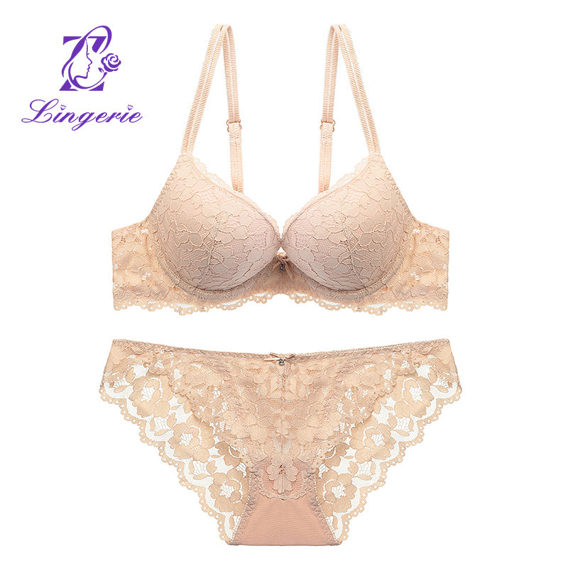 Seamless Bralettes Lingerie Sexy Sets Comfortable no show V Neck Bras Panty Thongs Sets Push Up Bra and Panty Sets for Women