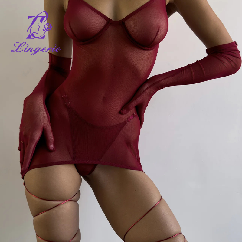 Sexy Seductive Mesh Strappy Dress Outer Bra Kit
