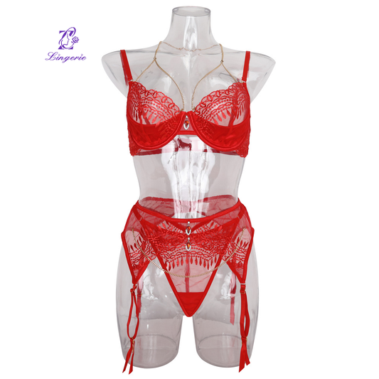 Red Lace Sexy Garter Lingerie