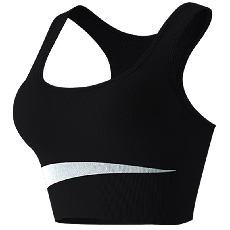 Colorblocking gathered running sports bra fitness shock absorbing bra yoga large breasts beautiful back sports underwear female Wearable