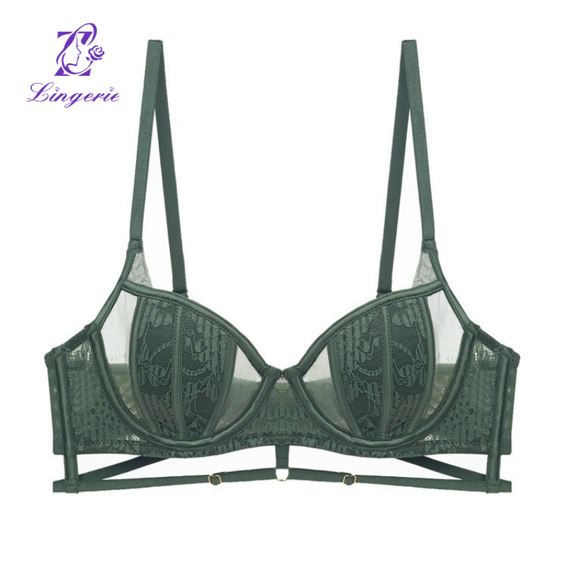 Sexy underwear French large breasts show small plus size lace bra thin cotton rabbit ears soft steel ring bra