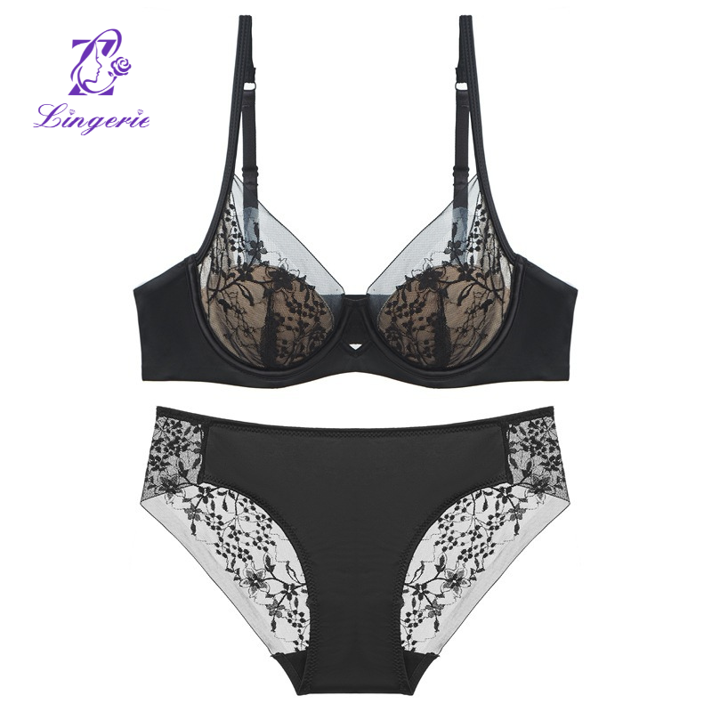 Lingerie sexy thin section pure desire embroidery lace underwear soft steel ring this year red bra set