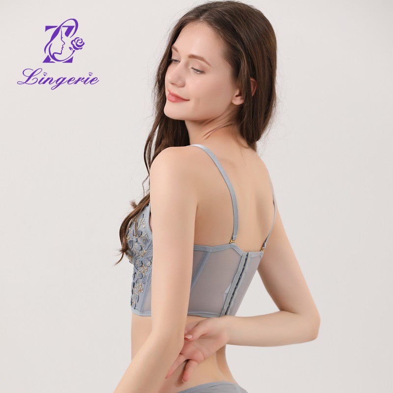 French Court Style Luxury Embroidery Lace Underwear Anti-sagging Soft Steel Ring Sexy Lingerie