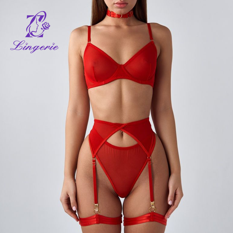Fashion sexy lingerie sexy mesh gathering with steel ring four sets