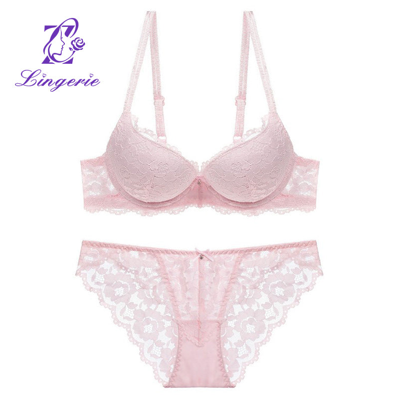 Seamless Bralettes Lingerie Sexy Sets Comfortable no show V Neck Bras Panty Thongs Sets Push Up Bra and Panty Sets for Women
