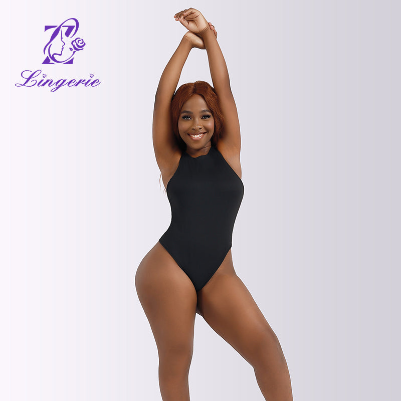 Factory Direct tight sleeveless rompers solid color crew neck shapewear