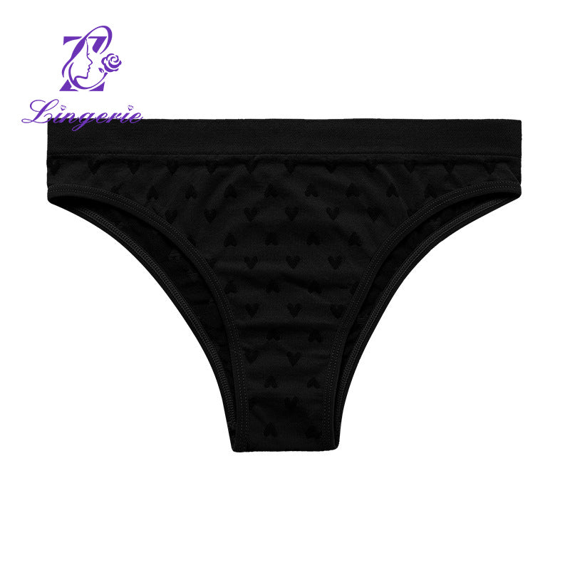 Factory women's seamless heart print quick-drying stretch comfortable breathable sports briefs