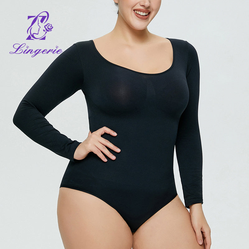 European and American one-piece underwear tummy lift hip plastic one-piece women's tight long sleeve corset slimming clothes body shapewear