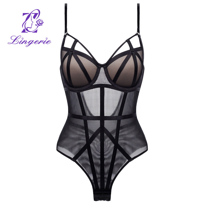 Shapewear Lace Deep V-Neck Sculpting Thong Bodysuit