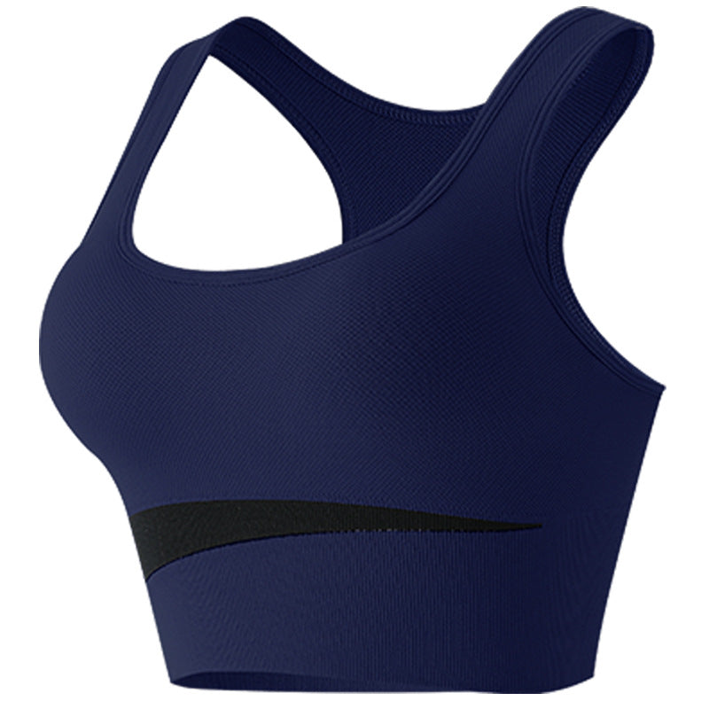 Colorblocking gathered running sports bra fitness shock absorbing bra yoga large breasts beautiful back sports underwear female Wearable