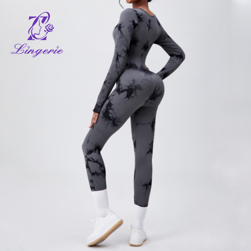 Sports Yoga Bodysuit Long Sleeve Quick Dry Tight Fitness One Piece Yoga Wear