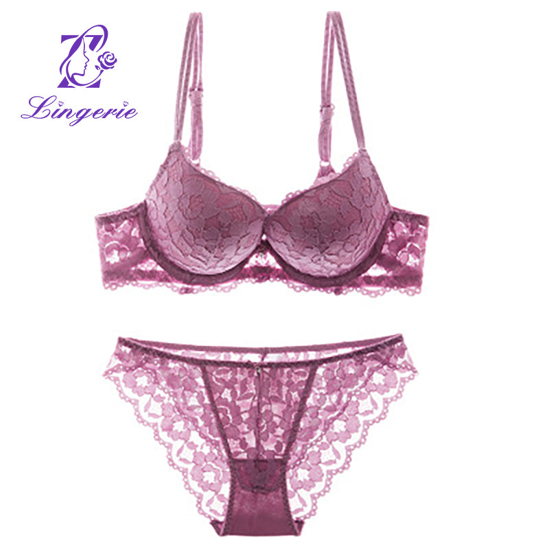 Seamless Bralettes Lingerie Sexy Sets Comfortable no show V Neck Bras Panty Thongs Sets Push Up Bra and Panty Sets for Women