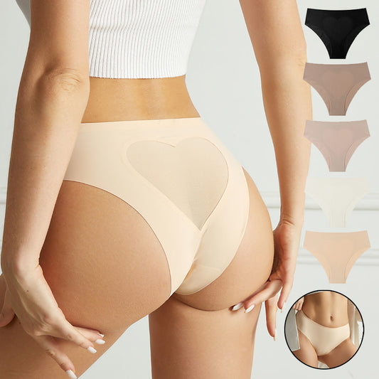 Seamless one-piece ice silk underwear V-mesh