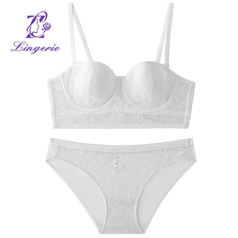 Wholesale French Lingerie Thin Bunny Ear Cup Lace Soft Steel Ring Anti-sagging Bra Set