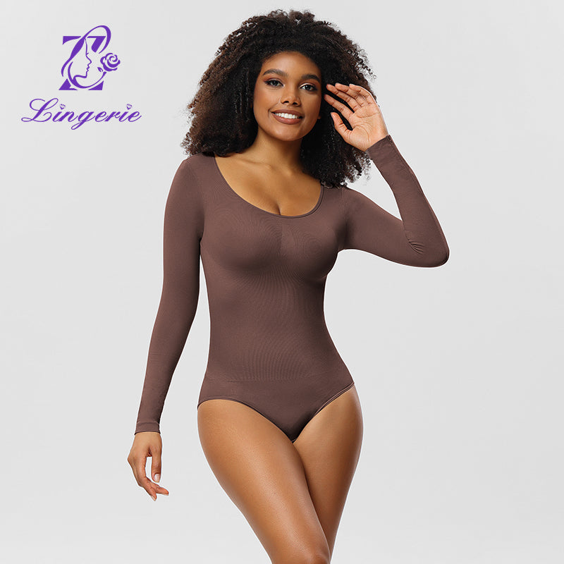 European and American one-piece underwear tummy lift hip plastic one-piece women's tight long sleeve corset slimming clothes body shapewear