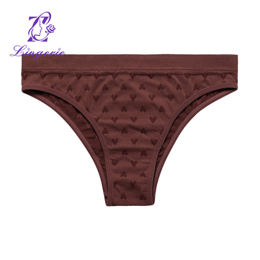 Factory women's seamless heart print quick-drying stretch comfortable breathable sports briefs